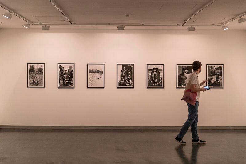 Works by Hiroji Kubota on show as part of Sharjah Biennial at Sharjah Art Museum. Antonie Robertson / The National

