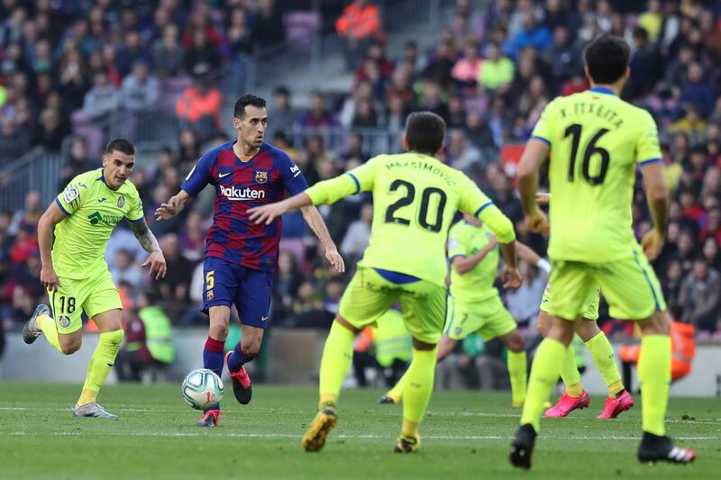 Barcelona's Sergio Busquets during the match against Getafe at Camp Nou. AP