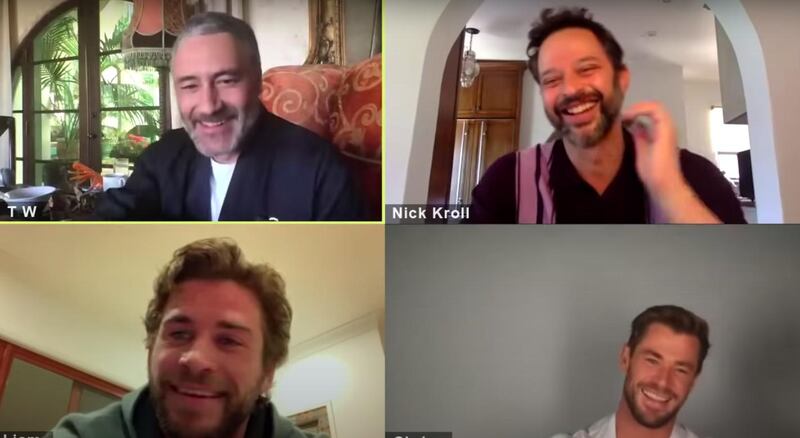 Taika Waititi was joined by Chris and Liam Hemsworth, as well as Nick Kroll, for the first episode of his charitable book reading. YouTube