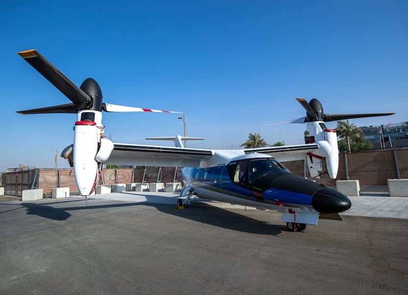 The AW609 TiltRotor aircraft at the EXPO 2020 Dubai helicopter terminal. Victor Besa/The National.