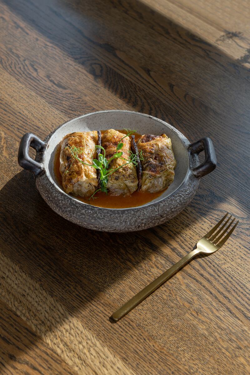 Sarma stuffed cabbage rolls at 21grams are filled with smoked and ground meat and simmered slowly for hours. Photo: 21grams