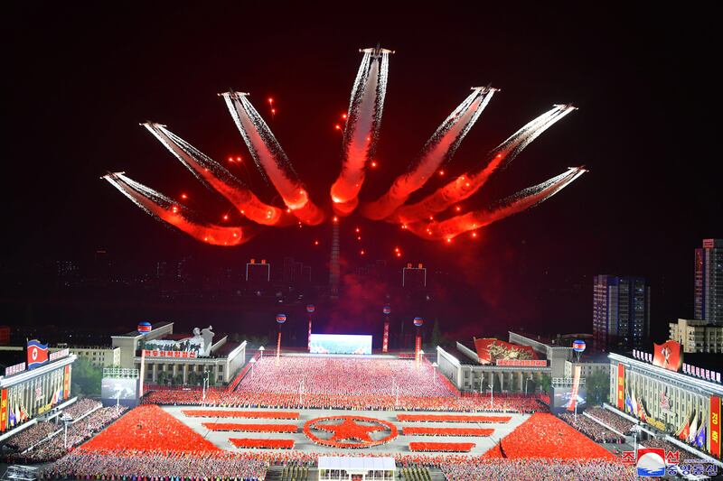 A military flyover at the Pyongyang parade. EPA