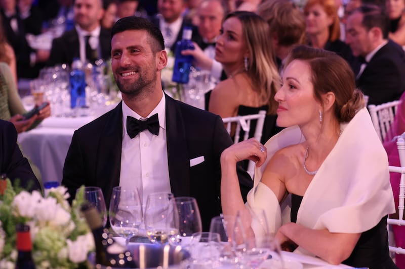 Novak Djokovic alongside wife Jelena. Getty