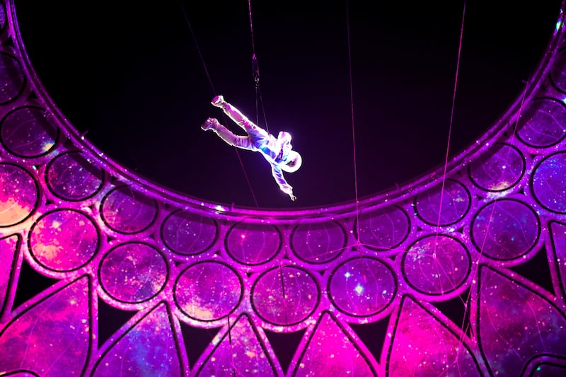 An artist performs in the spectacular Al Wasl Dome during the ceremony.  Reuters