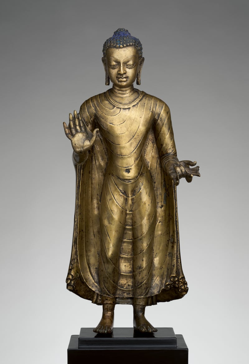‘Buddha Offering Protection’, copper alloy, late sixth to early seventh century. Photo: Metropolitan Museum of Art