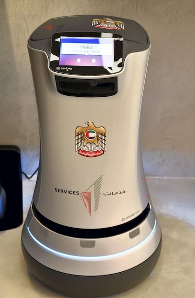 A roaming robot at Service 1 centre in Dubai. Wam