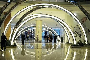 DUBAI , UNITED ARAB EMIRATES , MARCH 8 – 2018 :- View of the entrance of new extension of fashion avenue at Dubai Mall in Dubai. ( Pawan Singh / The National ) For News