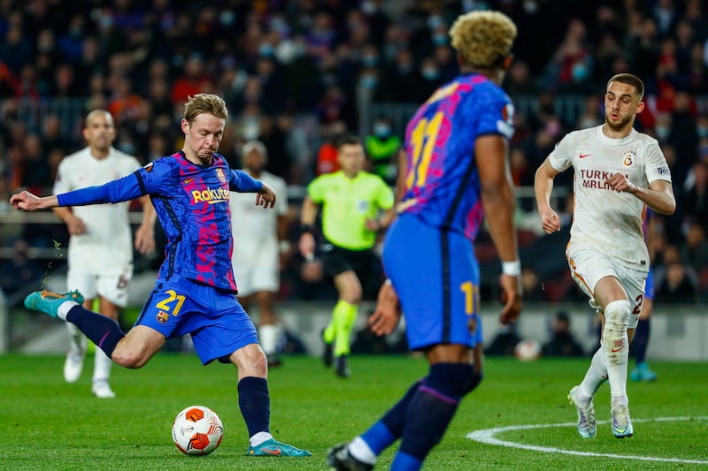 Barcelona's Frenkie de Jong during the Europa League match against Galatasaray. AP