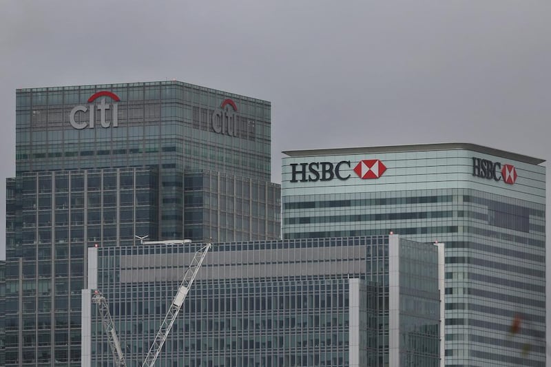 Citi and HSBC offices in London. The international banks have rolled out various measures to provide financial relief for UAE consumers affected by the Covid-19 outbreak. Peter Macdiarmid / Getty Images
