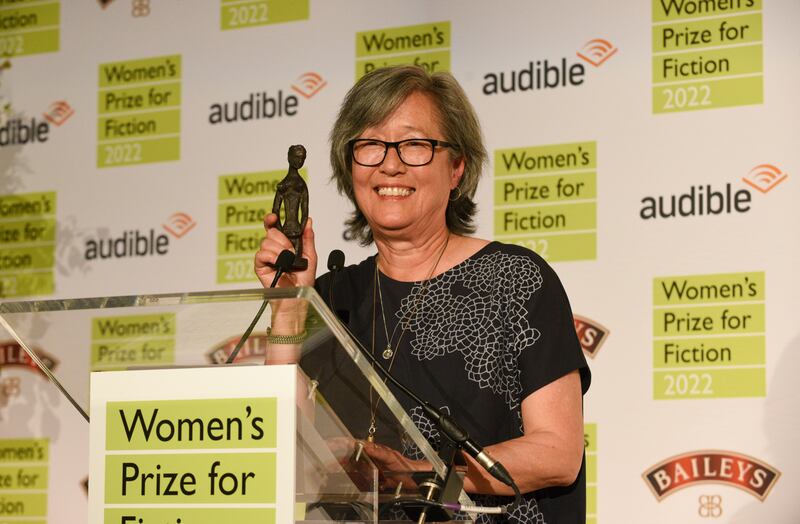 Ruth Ozeki receives the prize at the awards ceremony in Bedford Square Gardens on June 15, 2022 in London. Getty Images