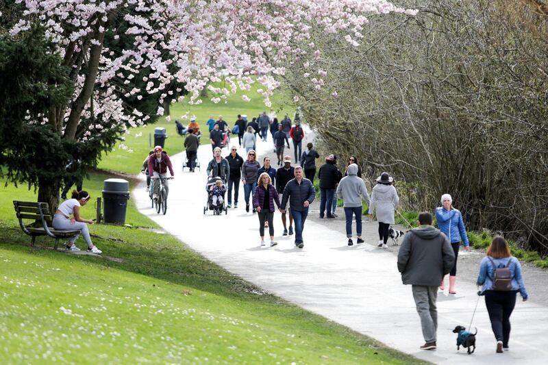 A busy Green Lake Park despite social-distancing efforts to help slow the spread of coronavirus. Reuters