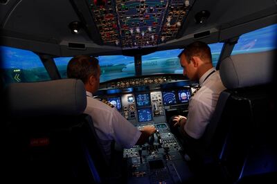 Etihad pilots spend hours in the simulator machines, and refresh their flight training every six months.