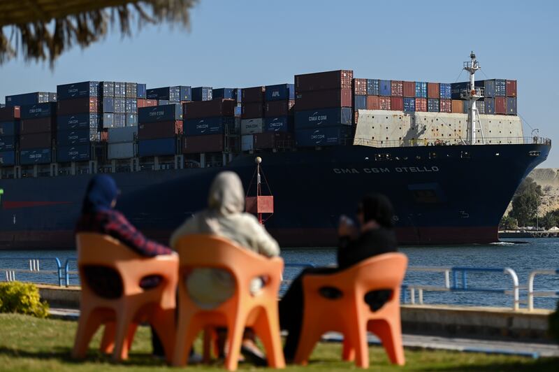 A ship in the Suez Canal near Ismailia, Egypt. Getty Images