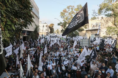 Palestinian supporters of Hizb al-Tahrir in Hebron in the occupied West Bank. AFP
