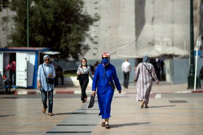 Downtown Rabat, Morocco. Face masks are mandatory in public places across the kingdom. AP