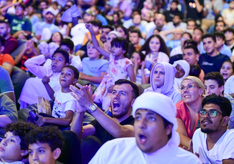Fans cheer for Manchester City at Yas Mall, Abu Dhabi. Khushnum Bhandari / The National