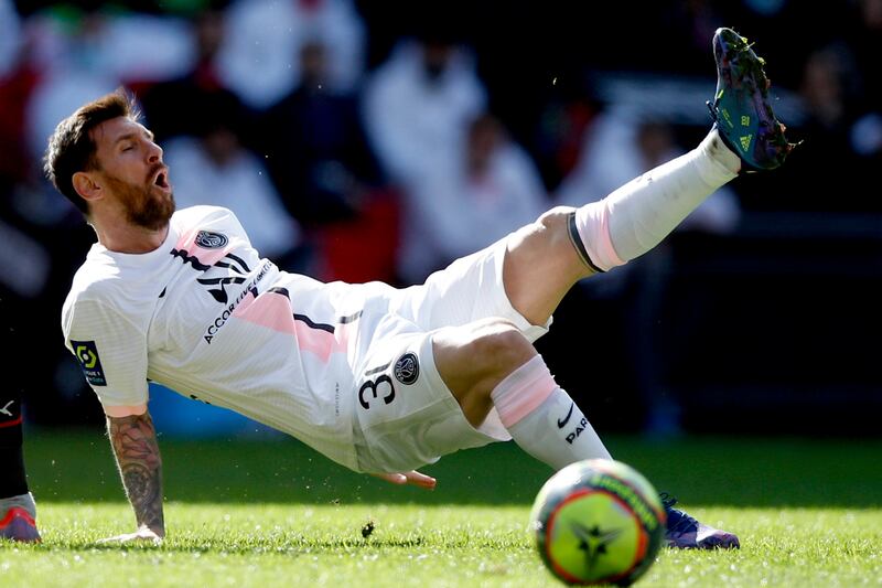 PSG's Lionel Messi during the game at Rennes. EPA