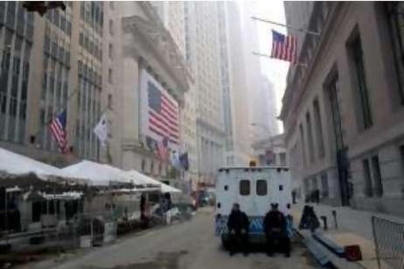 15 Sep 2001, New York City, New York, United States --- Wall Street is used as a staging area for workers after the World Trade Center disaster.  --- Photo by Erik Freeland/Corbis SABA --- Image by © Erik Freeland/Corbis