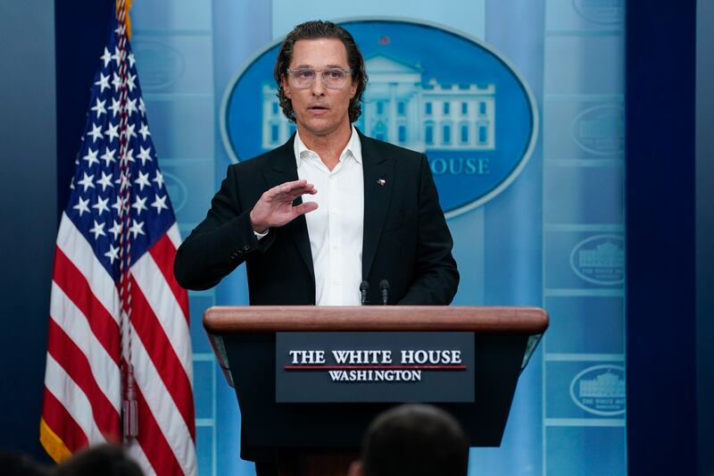 Matthew McConaughey speaks on June 7, 2022, in Washington. AP