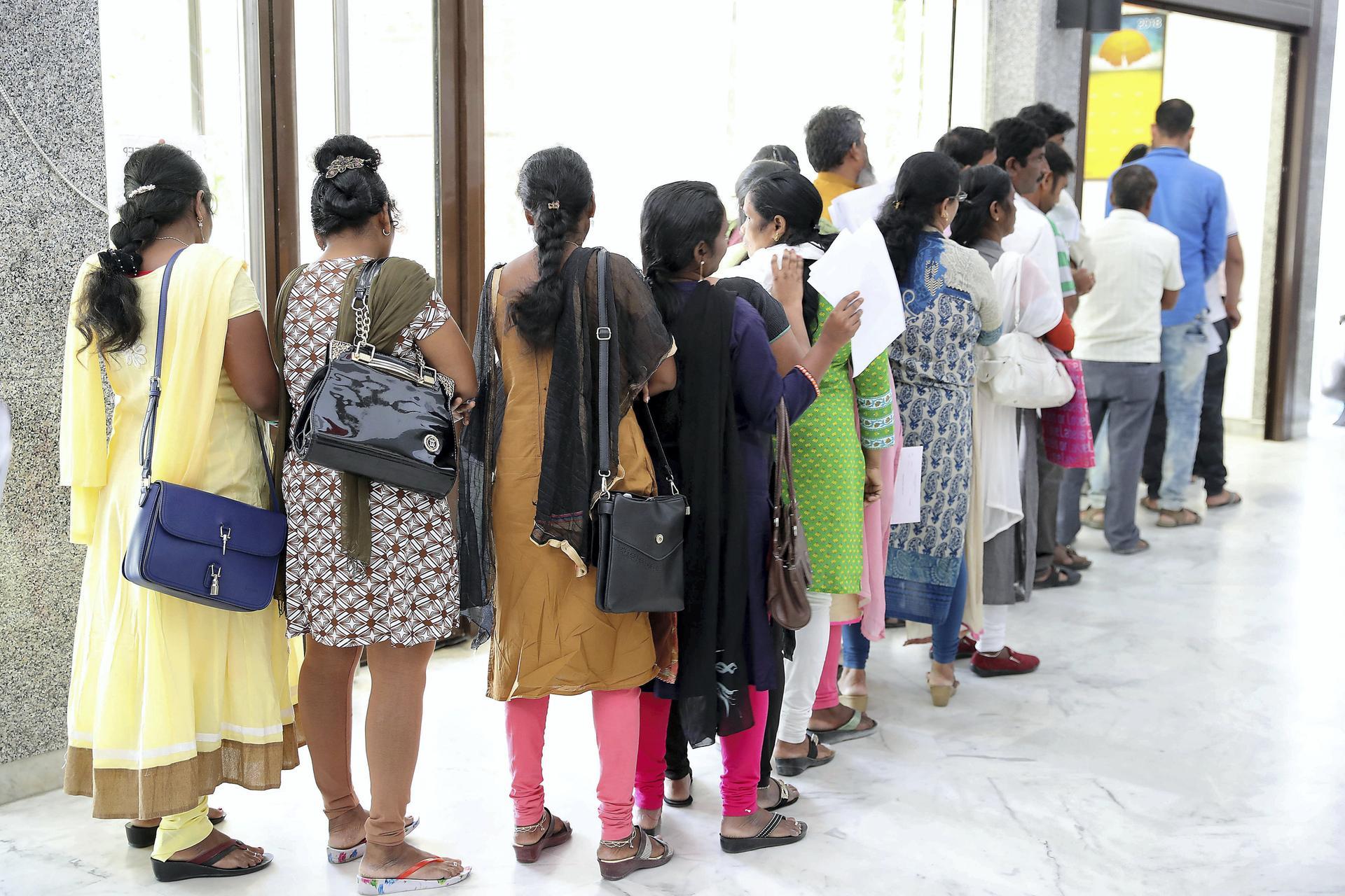 DUBAI , UNITED ARAB EMIRATES, September 5 – 2018 :- Amnesty seekers standing in a queue to get the token number at the Indian Consul General’s office in Dubai. ( Pawan Singh / The National )  For News.  Story by Ramola