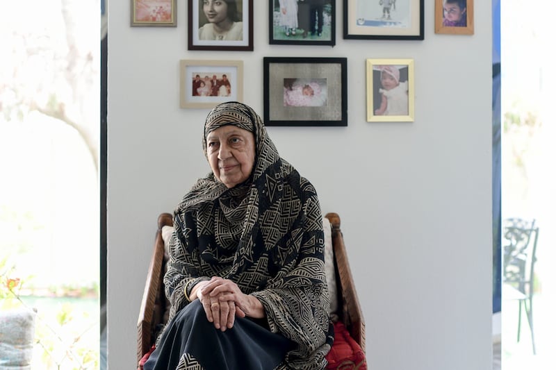 Dr Rafeeya Sultan Pasha, 84, at her home in Abu Dhabi. She spoke of her memories of Partition in India. Khushnum Bhandari / The National