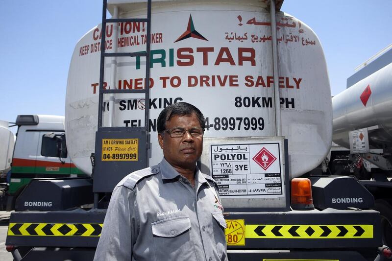 Bangladeshi Mohammed Abdul Kalam, 56, who drives an oil tanker. Chris Whiteoak for The National