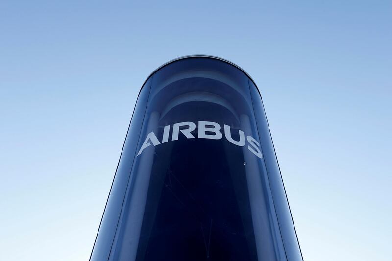FILE PHOTO: The Airbus logo is pictured at Airbus headquarters in Blagnac near Toulouse, France, March 20, 2019.   REUTERS/Regis Duvignau/File Photo  GLOBAL BUSINESS WEEK AHEAD