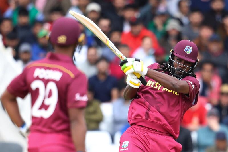 Gayle plays a shot during his innings. AP Photo