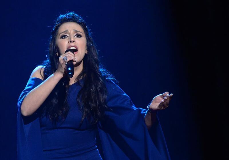 Jamala, representing Ukraine with the song 1944, performs during the final of the Eurovision Song Contest 2016 final in Stockholm. Jonathan Nackstrand / AFP Photo