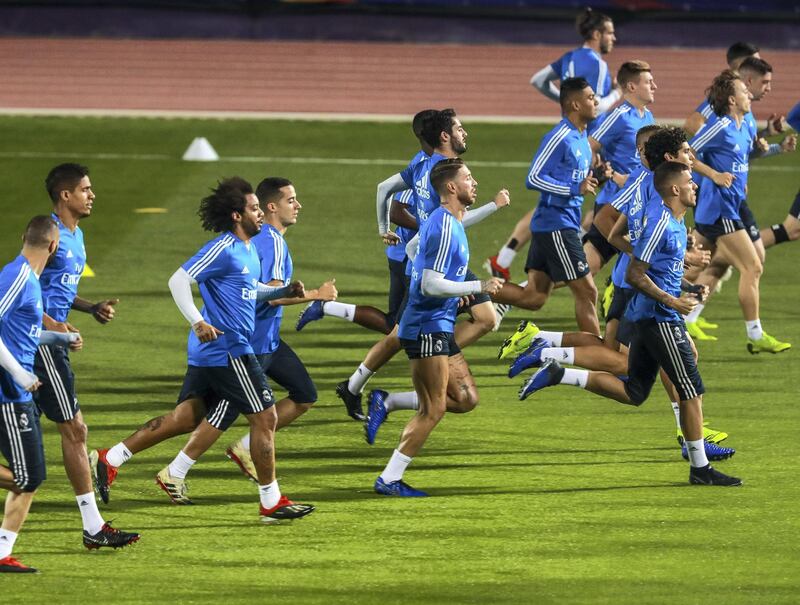 Abu Dhabi, U.A.E., December 17, 2018.  Real Madrid training session at the NYU Abu Dhab football stadium.
Victor Besa / The National
Section:  Sports
Reporter:  John Mc Auley