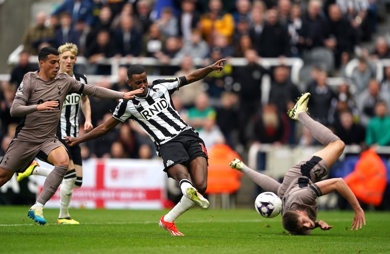 Newcastle United's Alexander Isak scores their first goal. PA
