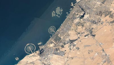 Dubai's coastline in 2018 - the reault of decades of intense development. Courtesy Google Earth Timelapse