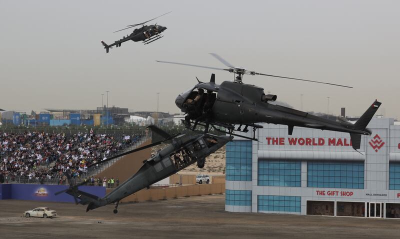 The free show included displays such as a helicopter mission drill and the latest army vehicles.  EPA