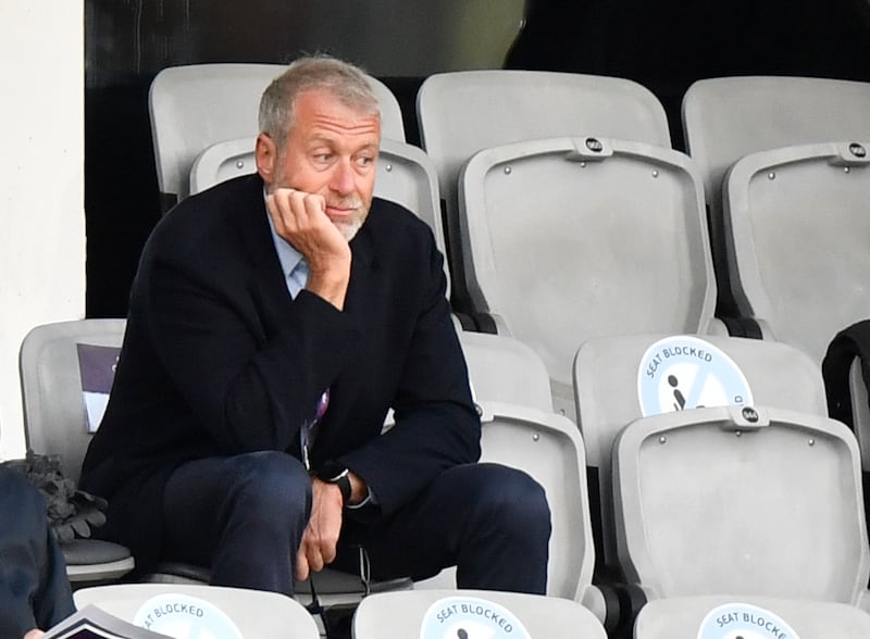 Chelsea owner Roman Abramovich attends a 2021 women's Champions League match in Gothenburg, Sweden. AP