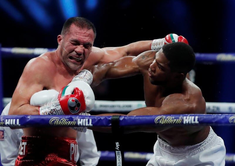 Anthony Joshua in action against Kubrat Pulev.