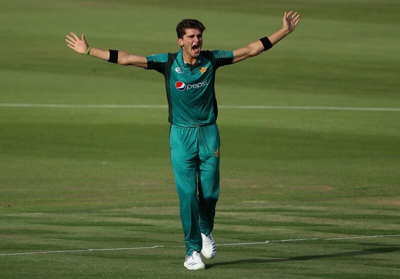 ABU DHABI, UNITED ARAB EMIRATES - NOVEMBER 07:  Shaheen Afridi of Pakistan reacts during the 1st One Day International match between Pakistan and New Zealand at Sheikh Zayed stadium on November 7, 2018 in Abu Dhabi, United Arab Emirates.  (Photo by Francois Nel/Getty Images)