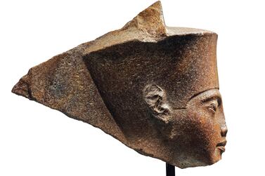 The 3,000-year-old stone sculpture of Tutankhamun sold at Christie's in London last week for £4.7m. AP 