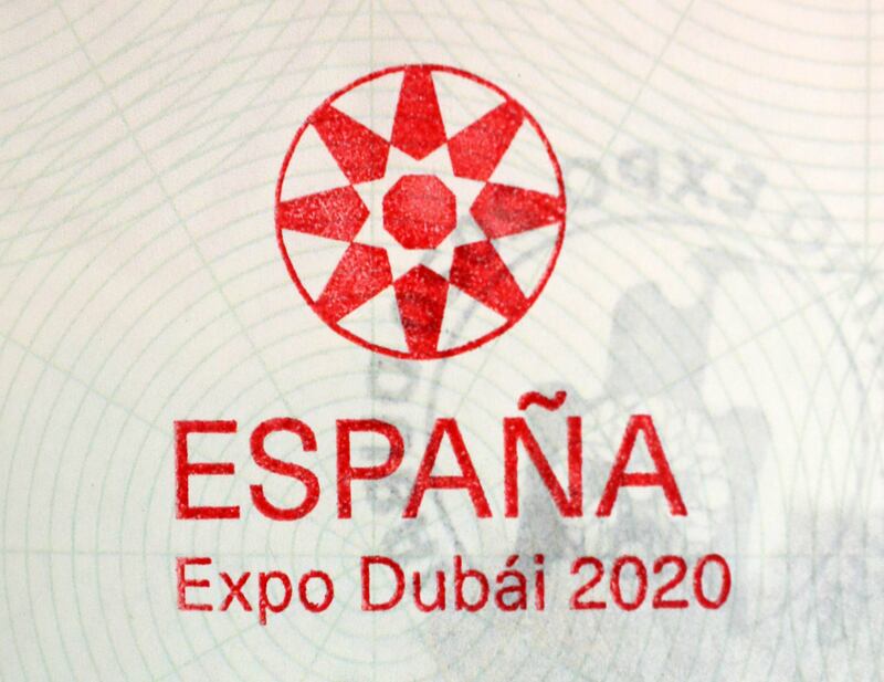 Passport stamp for the pavilion of Spain.