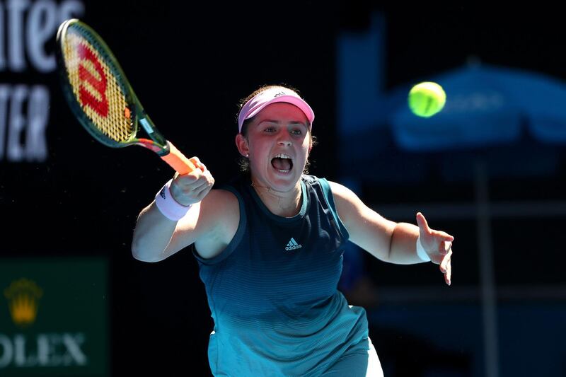 Jelena Ostapenko of Latvia plays a forehand in her first round match against Maria Sakkari of Greece during day one of the 2019 Australian Open at Melbourne Park in Melbourne, Australia.  Getty