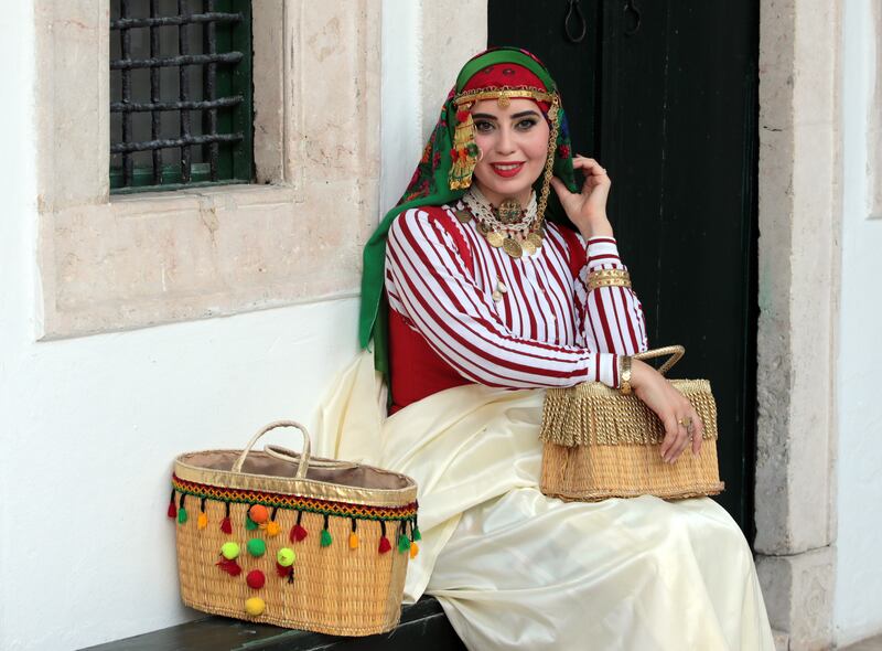 A Tunisian woman wearing the traditional veil.