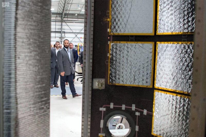 Saudi Arabia's Crown Prince Mohammed bin Salman visits Virgin Galactic in California on April 2, 2018. Photo: Saudi Press Agency