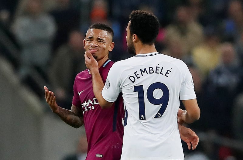 Manchester City's Gabriel Jesus and Tottenham's Mousa Dembele. David Klein / Reuters