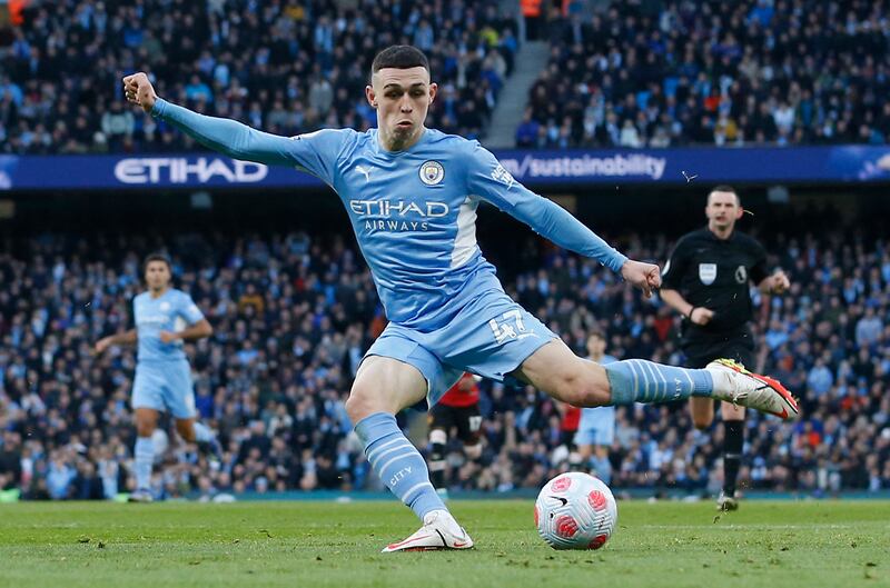 Phil Foden - 9: Felt he should have had penalty after wrestling match with Maguire but foul given other way. Clipped top of bar with header, had shot saved by De Gea in run-up to De Bruyne’s second, then dragged another chance wide in breathless first half. Reuters