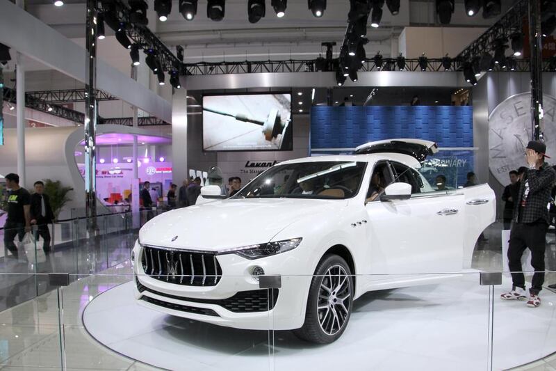 The Maserati Levante 4x4 at Beijing International Automotive Exhibition in May. The luxury brand's first 4x4 helped to boost sales in August. Courtesy : Maserati