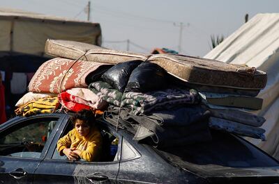 Displaced Palestinians who fled their homes because of Israeli took shelter in a tent camp in Rafah in the southern Gaza Strip. Reuters