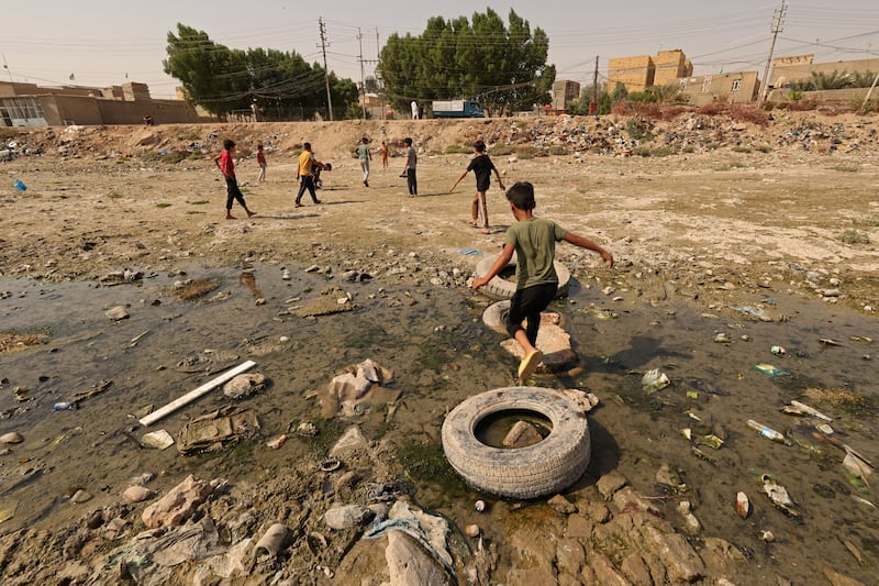 The dried up bed of the Shatt al Mashkhab river, in Najaf city, Iraq. 'Desertification now threatens almost 40 per cent of the area of our country — a country that was once one of the most fertile and productive in the region,' President Abdul Latif Rashid told Cop27 in Egypt last week. All photos: Reuters