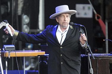 Bob Dylan performs at Les Vieilles Charrues festival in Carhaix, France, on July 22, 2012. He collected his 2016 Nobel prize for literature on April 1, 2017 while in Stockholm for concerts to promote his latest album. David Vincent / AP Photo
