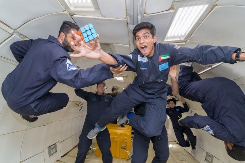 UAE students experienced zero gravity 30,000 feet above the ground. Courtesy Zero Gravity Corporation