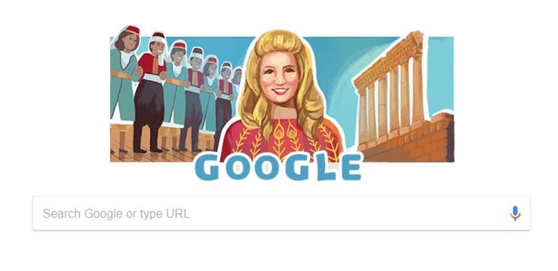 Google celebrates Lebanese singer Sabah's 90th birthday on November 10, 2017.