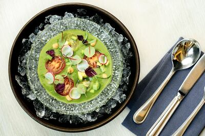 Avocado gazpacho at Folia Four Seasons Dubai Jumeirah Beach